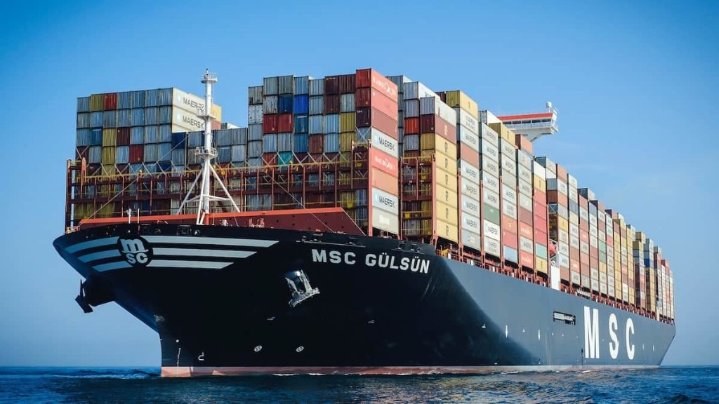 Container vessel at sea